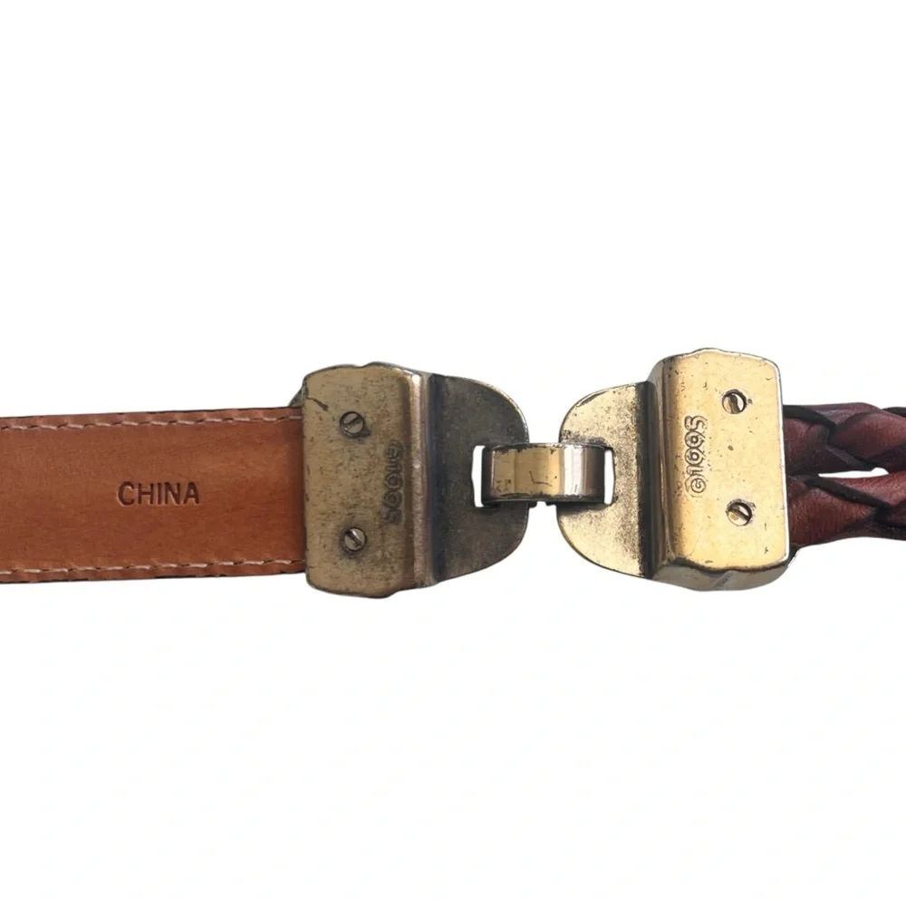 Vintage 90s Brown Double Braided Leather Belt Western Size Small / Medium